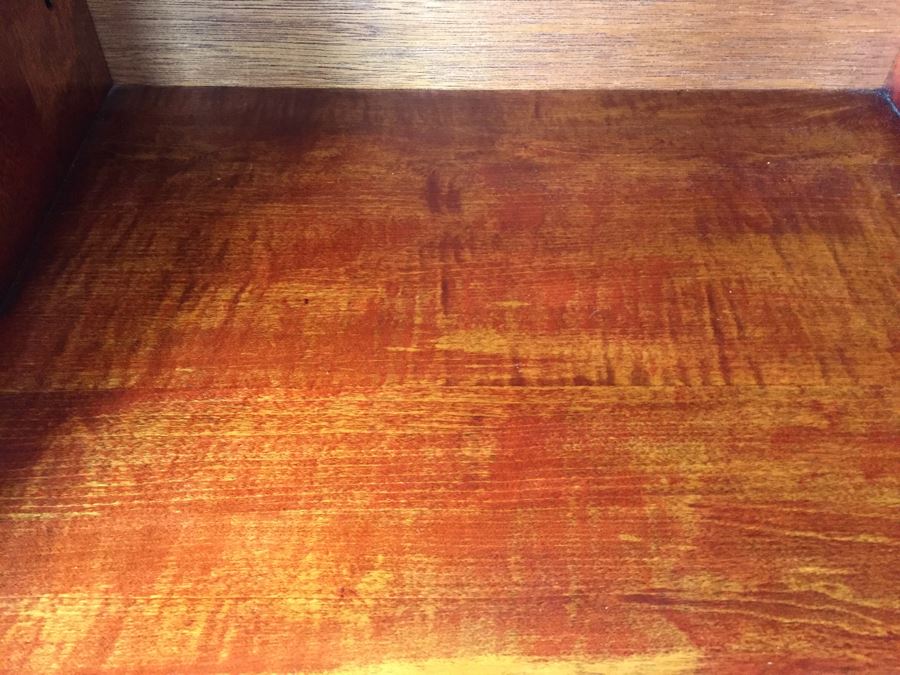 Stunning Vintage Liquor Bar Cabinet With Lock And Skeleton Key With Brilliant Red Streaks Throughout Wood [Photo 15]