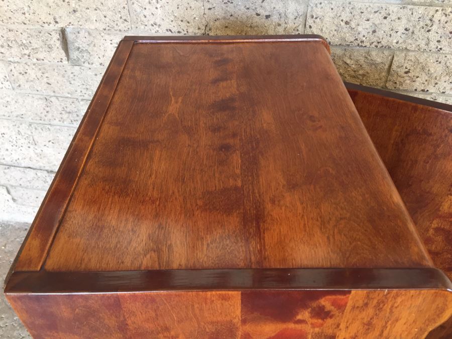 Stunning Vintage Liquor Bar Cabinet With Lock And Skeleton Key With Brilliant Red Streaks Throughout Wood [Photo 11]