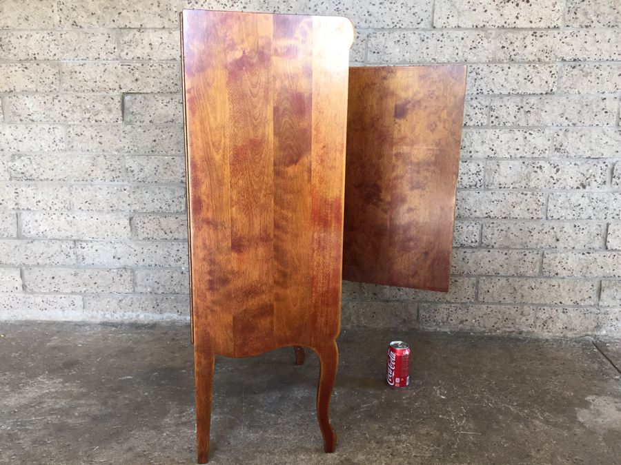 Stunning Vintage Liquor Bar Cabinet With Lock And Skeleton Key With Brilliant Red Streaks Throughout Wood [Photo 8]