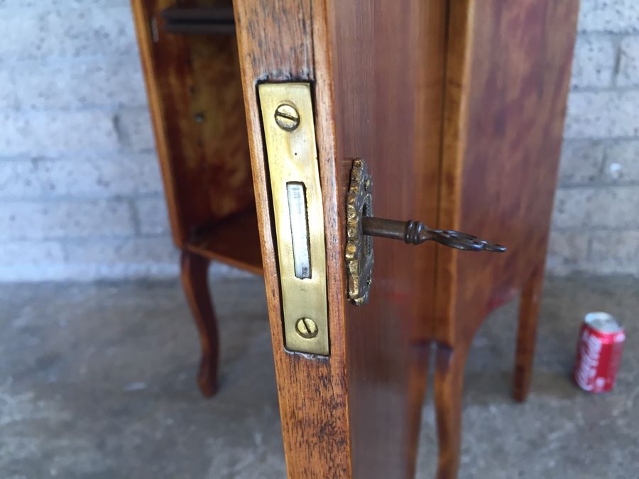 Stunning Vintage Liquor Bar Cabinet With Lock And Skeleton Key With  Brilliant Red Streaks Throughout Wood