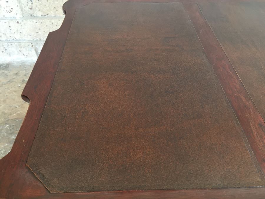 Vintage Queen Anne Rectangular Coffee Table With Leather Top [Photo 5]