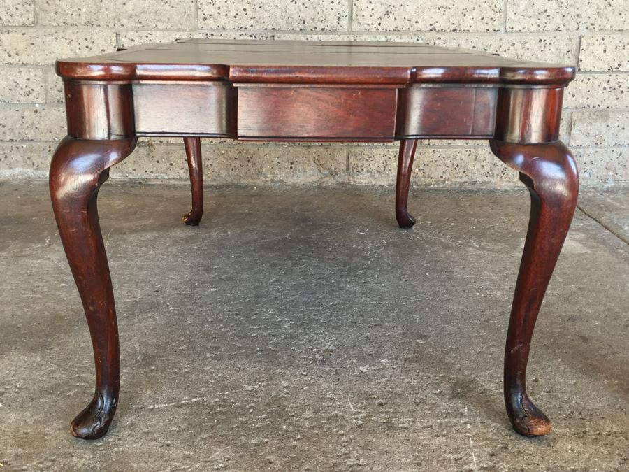 Vintage Queen Anne Rectangular Coffee Table With Leather Top [Photo 14]