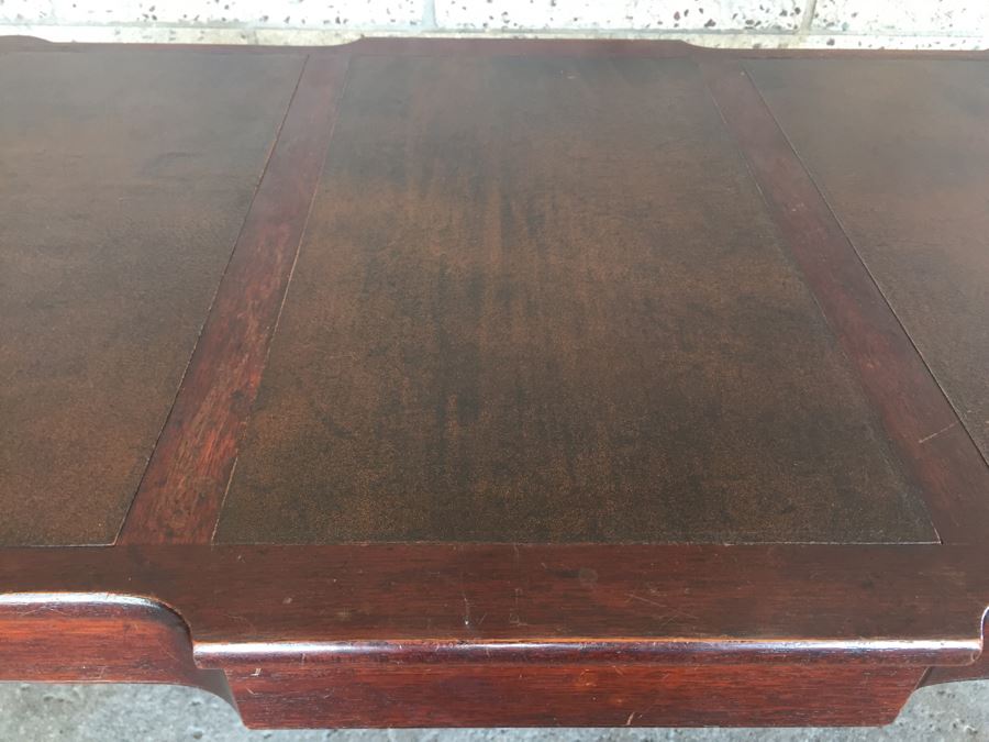 Vintage Queen Anne Rectangular Coffee Table With Leather Top [Photo 2]