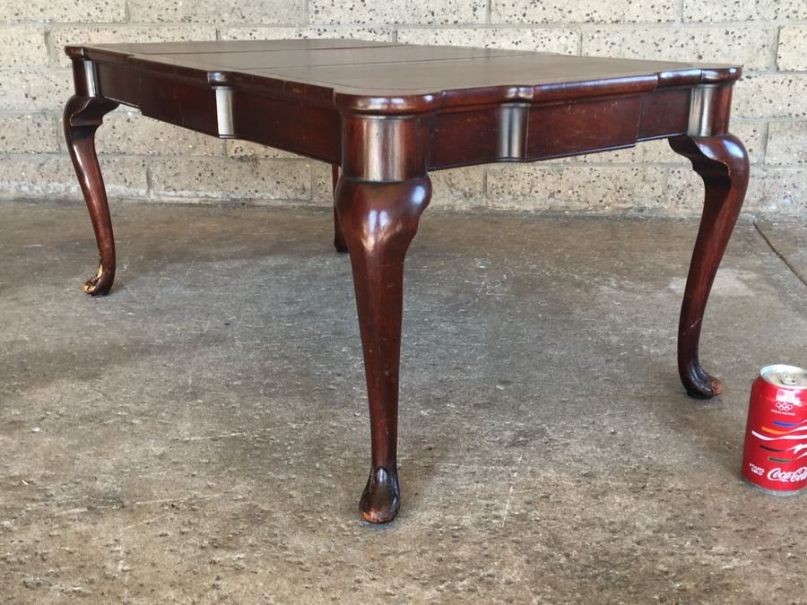 Vintage Queen Anne Rectangular Coffee Table With Leather Top [Photo 13]