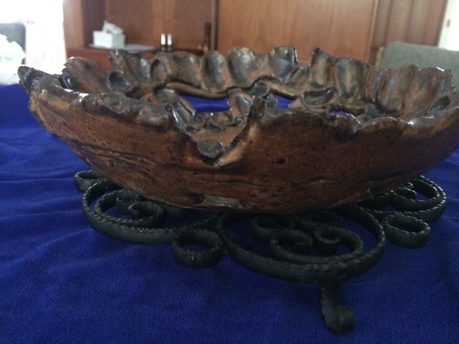 Brown Signed Pottery Bowl [Photo 4]