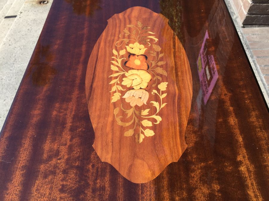 Vintage Italian Inlaid Marquetry Wood Serving Bar Tea Cart Drop Leaf Gorgeous [Photo 3]