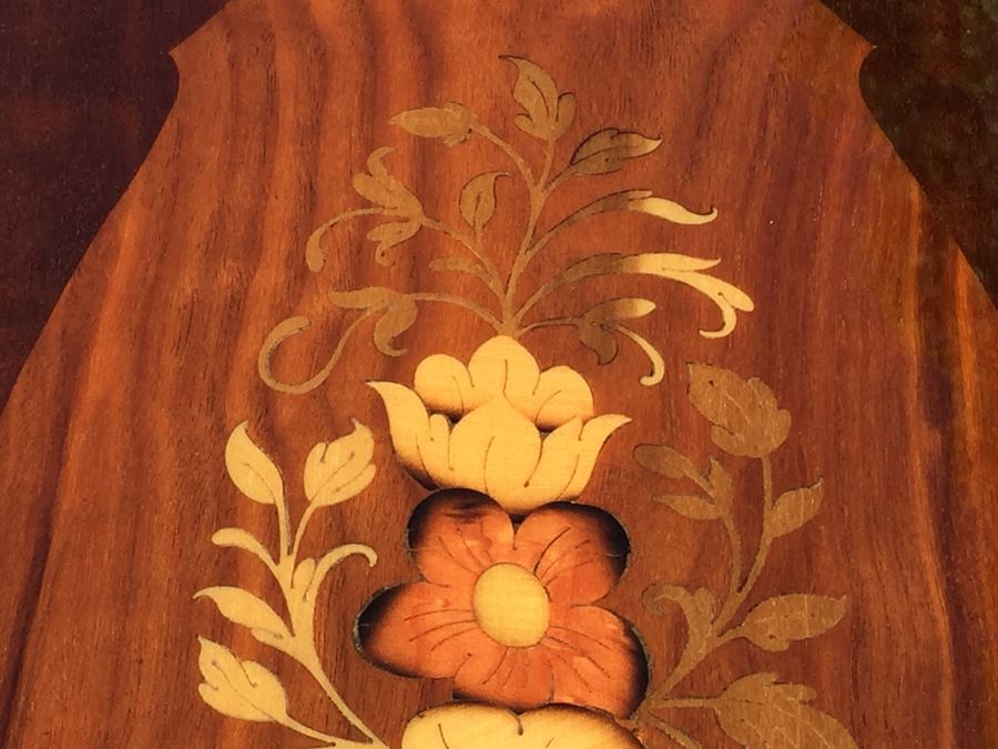 Vintage Italian Inlaid Marquetry Wood Serving Bar Tea Cart Drop Leaf Gorgeous [Photo 9]