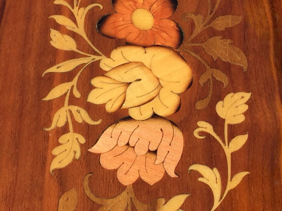 Vintage Italian Inlaid Marquetry Wood Serving Bar Tea Cart Drop Leaf Gorgeous [Photo 8]