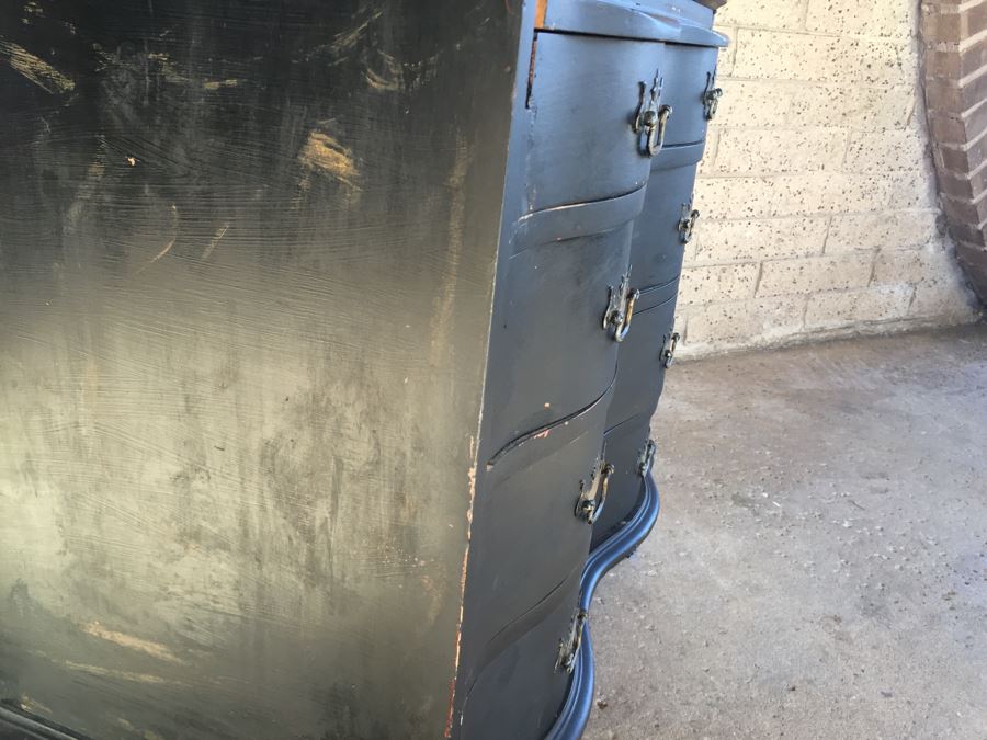 Nice Vintage Secretary Desk Painted Black And Red With Ball And Claw Feet [Photo 27]