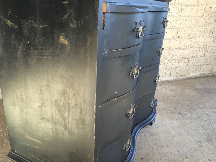Nice Vintage Secretary Desk Painted Black And Red With Ball And Claw Feet [Photo 26]