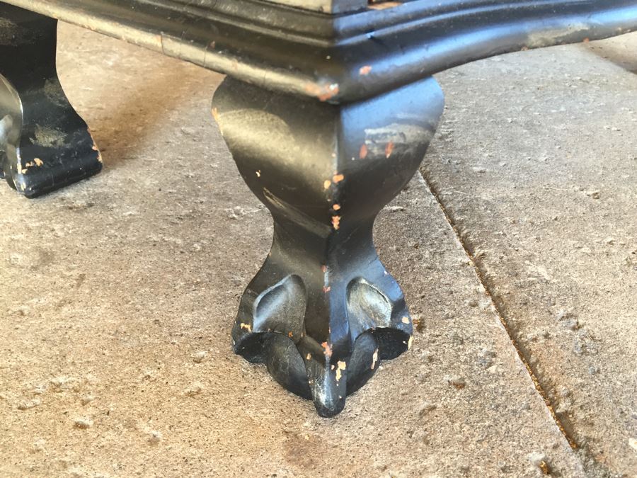 Nice Vintage Secretary Desk Painted Black And Red With Ball And Claw Feet [Photo 24]