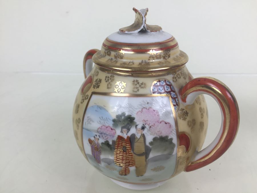 Japanese Tea Service Set With Tea Pot, Creamer Bowl And Sugar Bowl [Photo 32]