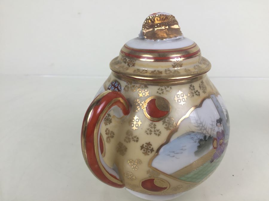 Japanese Tea Service Set With Tea Pot, Creamer Bowl And Sugar Bowl [Photo 34]