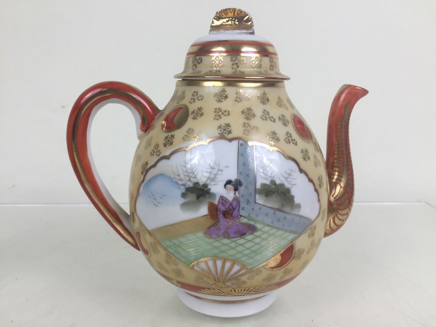 Japanese Tea Service Set With Tea Pot, Creamer Bowl And Sugar Bowl [Photo 2]