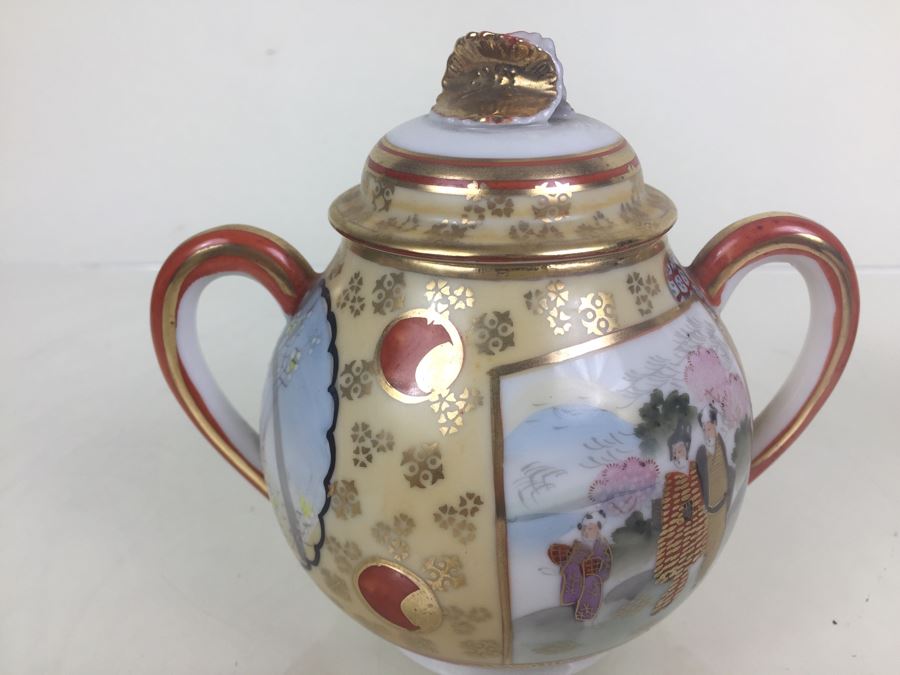 Japanese Tea Service Set With Tea Pot, Creamer Bowl And Sugar Bowl [Photo 31]