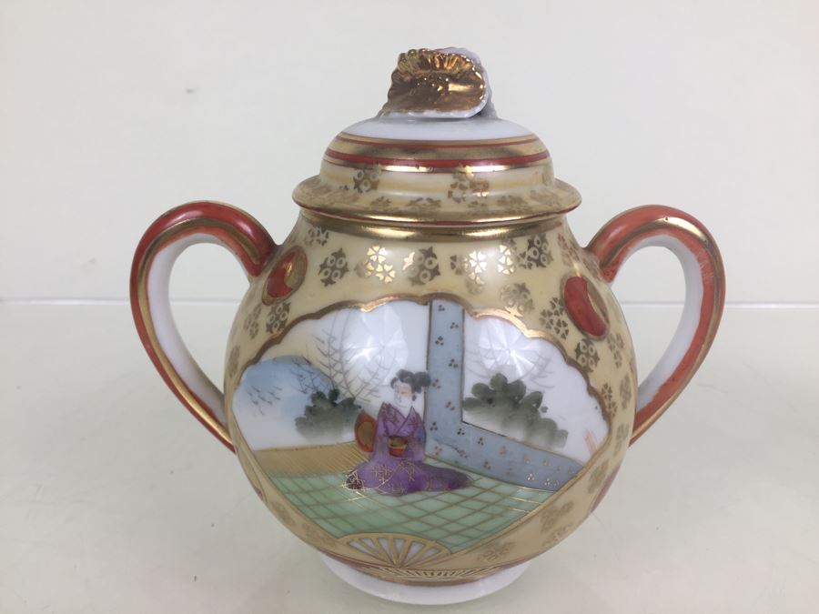 Japanese Tea Service Set With Tea Pot, Creamer Bowl And Sugar Bowl [Photo 27]