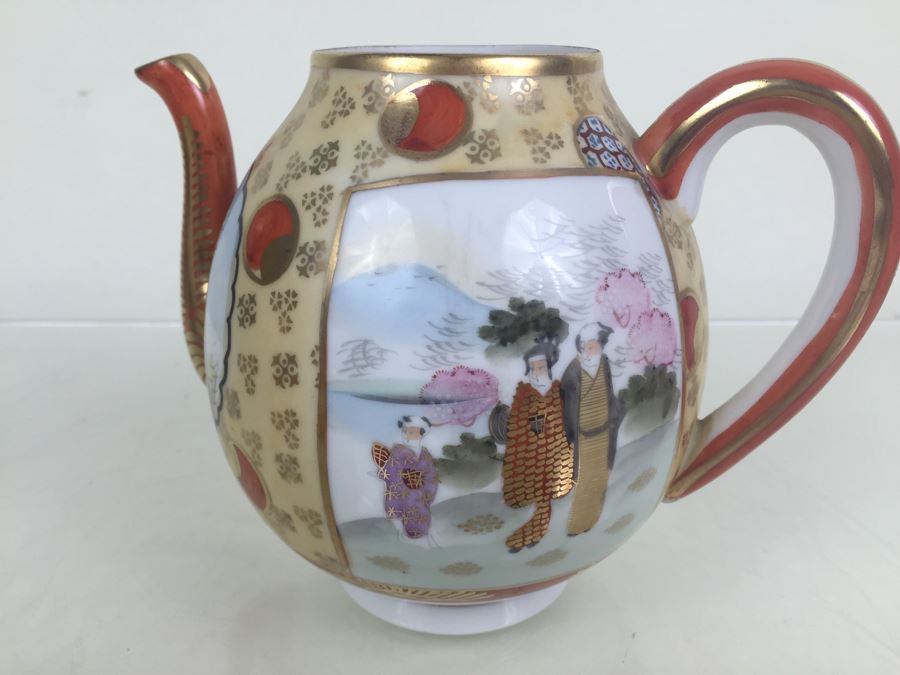 Japanese Tea Service Set With Tea Pot, Creamer Bowl And Sugar Bowl [Photo 14]