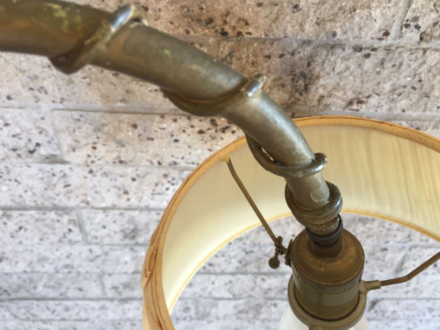 Impressive Gilt Wrought Iron Italian Floor Lamp With Floral And Vine Motif [Photo 4]