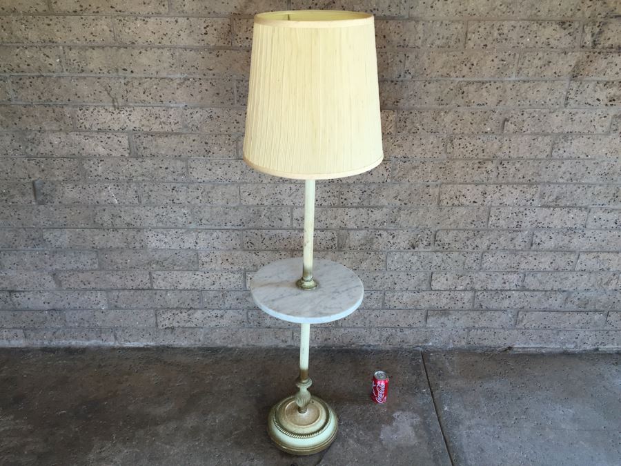 White Italian Floor Lamp With Italian Marble Table [Photo 12]