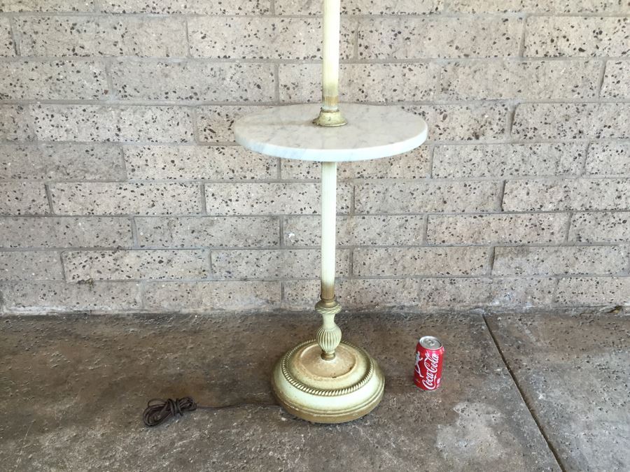 White Italian Floor Lamp With Italian Marble Table [Photo 5]