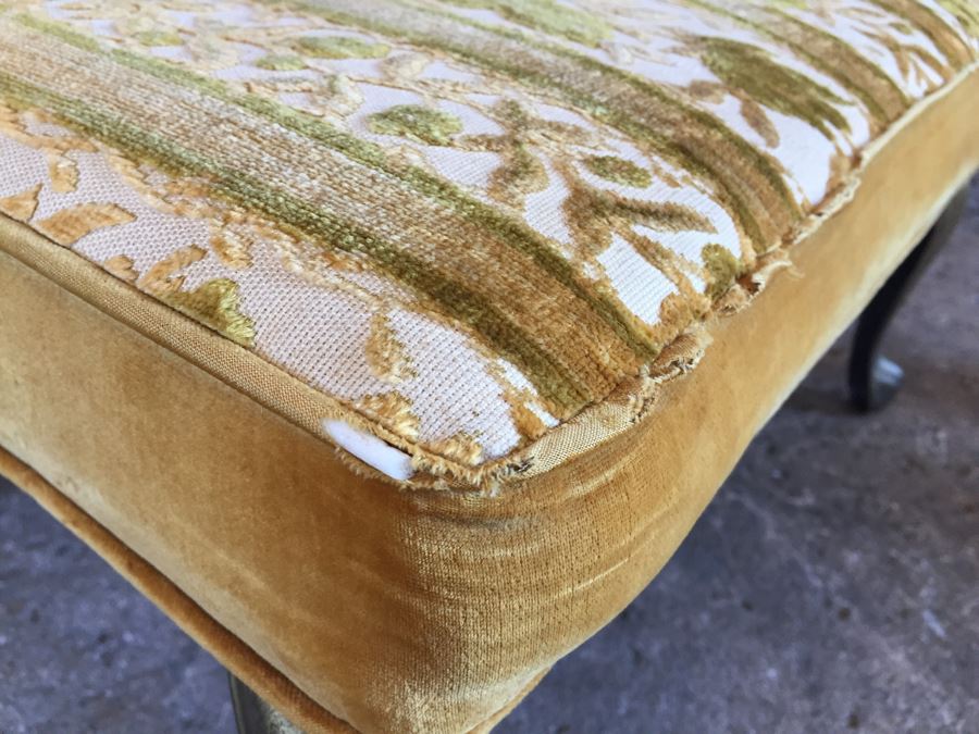 Vintage Upholstered Stool With Metal Queen Anne Legs [Photo 8]