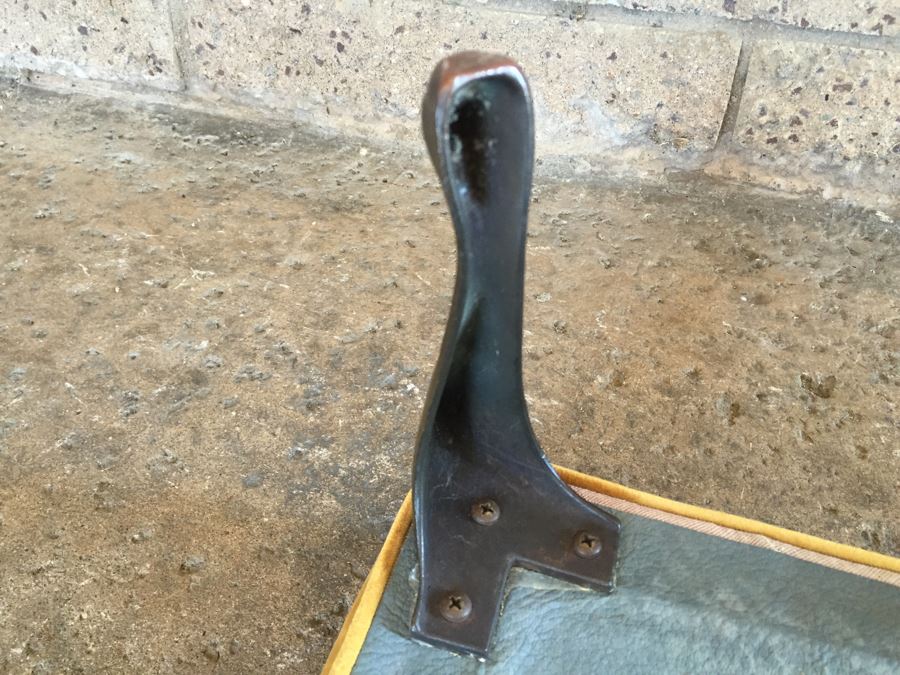 Vintage Upholstered Stool With Metal Queen Anne Legs [Photo 9]