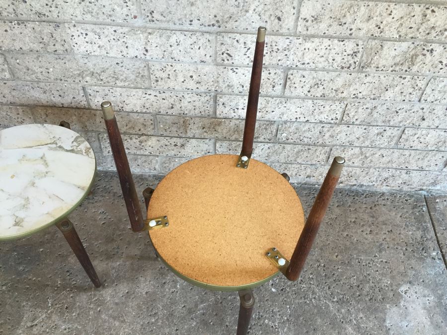 Mid-Century Nesting Tables With Wooden Legs (Note Table Is Particle Board Backed) [Photo 8]