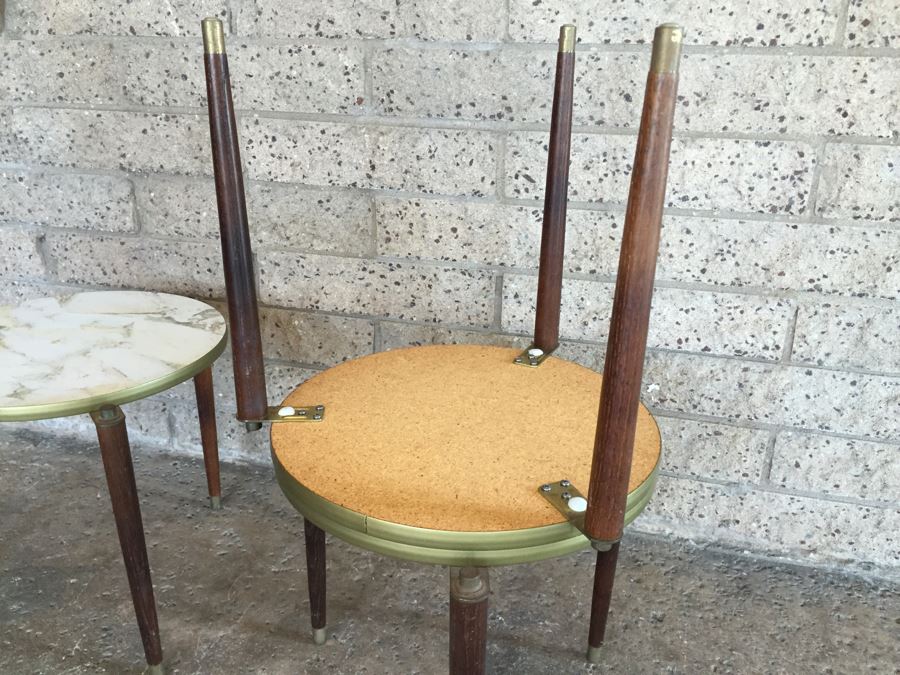 Mid-Century Nesting Tables With Wooden Legs (Note Table Is Particle Board Backed) [Photo 3]
