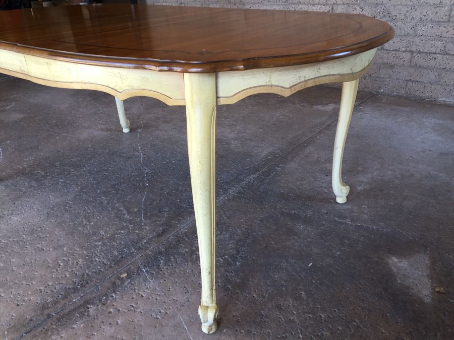 French Provincial Style Dining Table With One Leaf And 6 Cane Back Chairs [Photo 17]