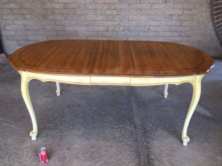 French Provincial Style Dining Table With One Leaf And 6 Cane Back Chairs [Photo 15]