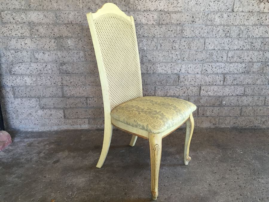 French Provincial Style Dining Table With One Leaf And 6 Cane Back Chairs [Photo 10]