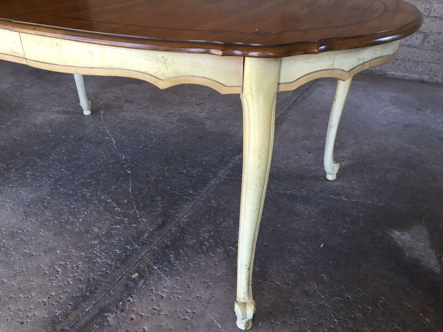 French Provincial Style Dining Table With One Leaf And 6 Cane Back Chairs [Photo 16]