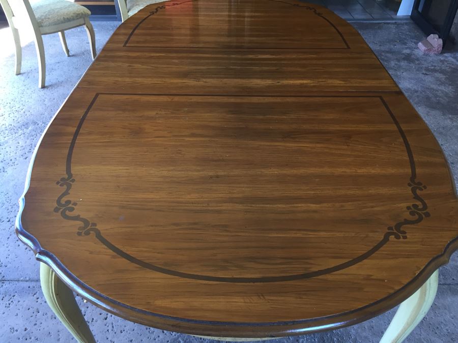 French Provincial Style Dining Table With One Leaf And 6 Cane Back Chairs [Photo 18]