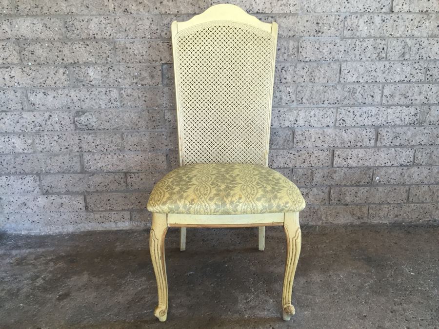French Provincial Style Dining Table With One Leaf And 6 Cane Back Chairs [Photo 3]
