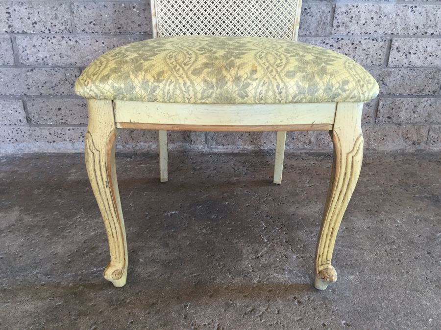 French Provincial Style Dining Table With One Leaf And 6 Cane Back Chairs [Photo 8]