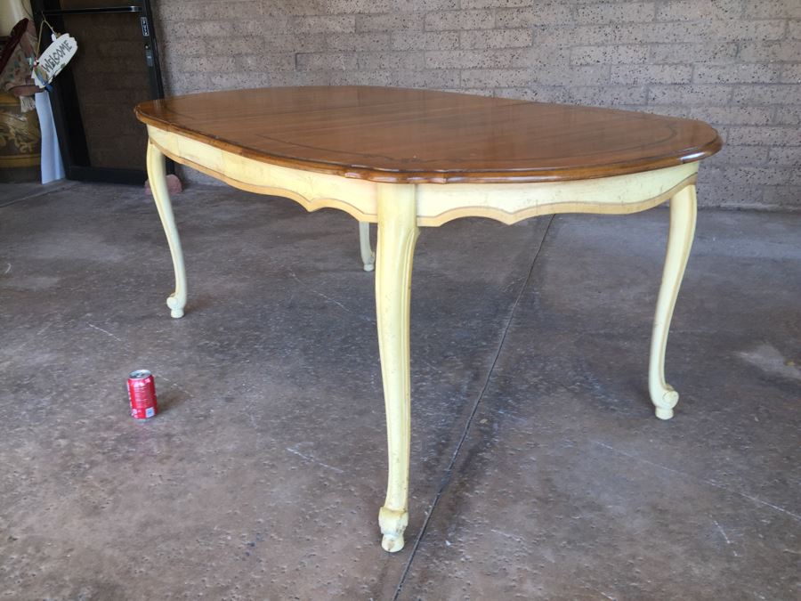 French Provincial Style Dining Table With One Leaf And 6 Cane Back Chairs [Photo 20]