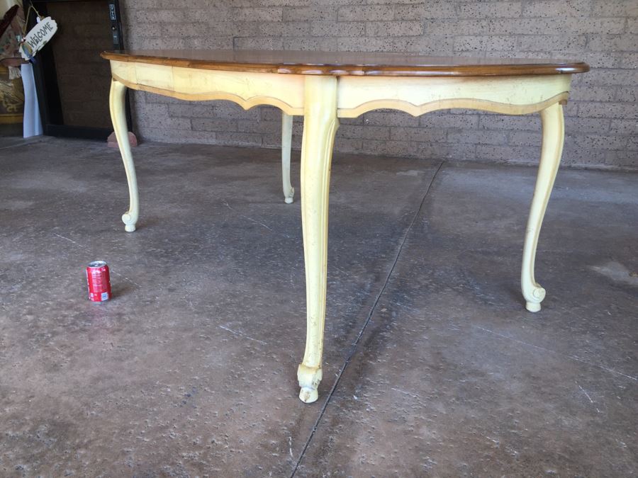 French Provincial Style Dining Table With One Leaf And 6 Cane Back Chairs [Photo 19]