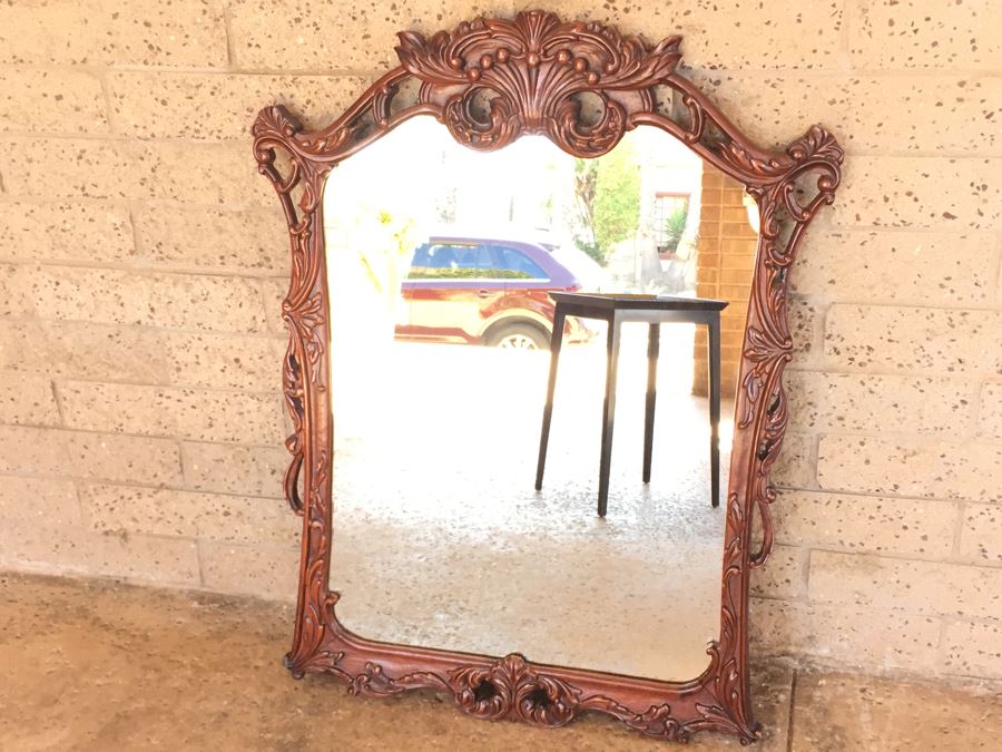 Stunning Carved Wood Vintage Mirror [Photo 1]