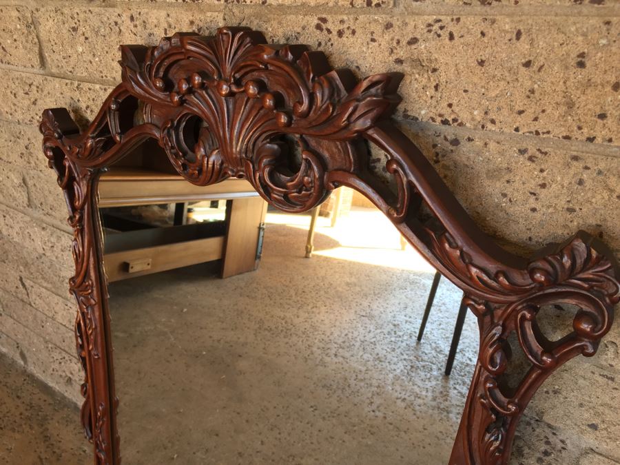 Stunning Carved Wood Vintage Mirror [Photo 6]