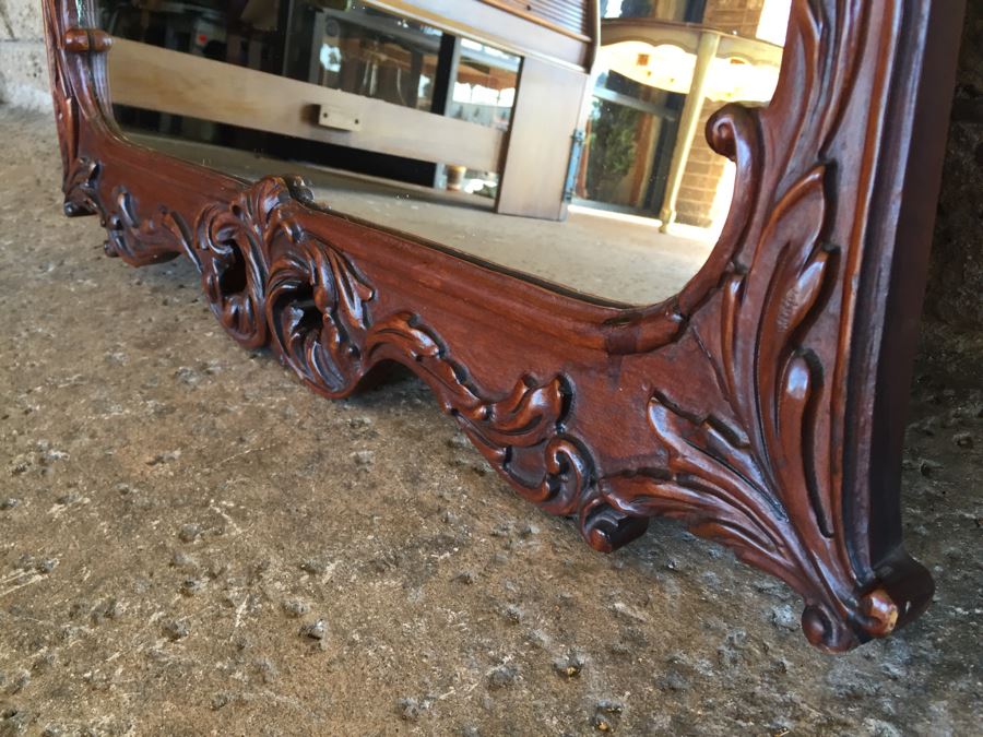 Stunning Carved Wood Vintage Mirror [Photo 8]