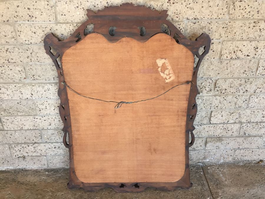 Stunning Carved Wood Vintage Mirror [Photo 3]