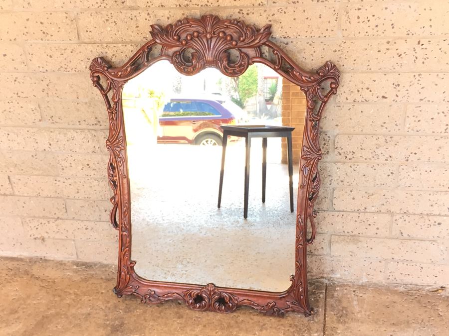 Stunning Carved Wood Vintage Mirror [Photo 4]