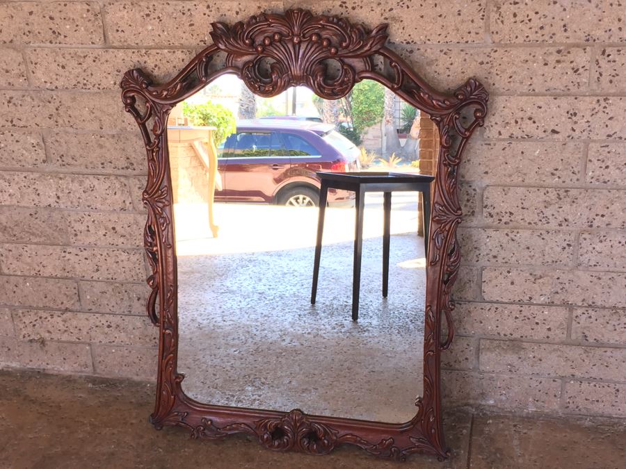 Stunning Carved Wood Vintage Mirror [Photo 5]
