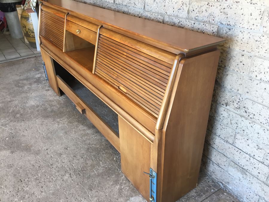 John Van Koert For Drexel Mid-Century 1959 Projection King Size Headboard With Storage Matches Bedroom Set In Auction [Photo 5]