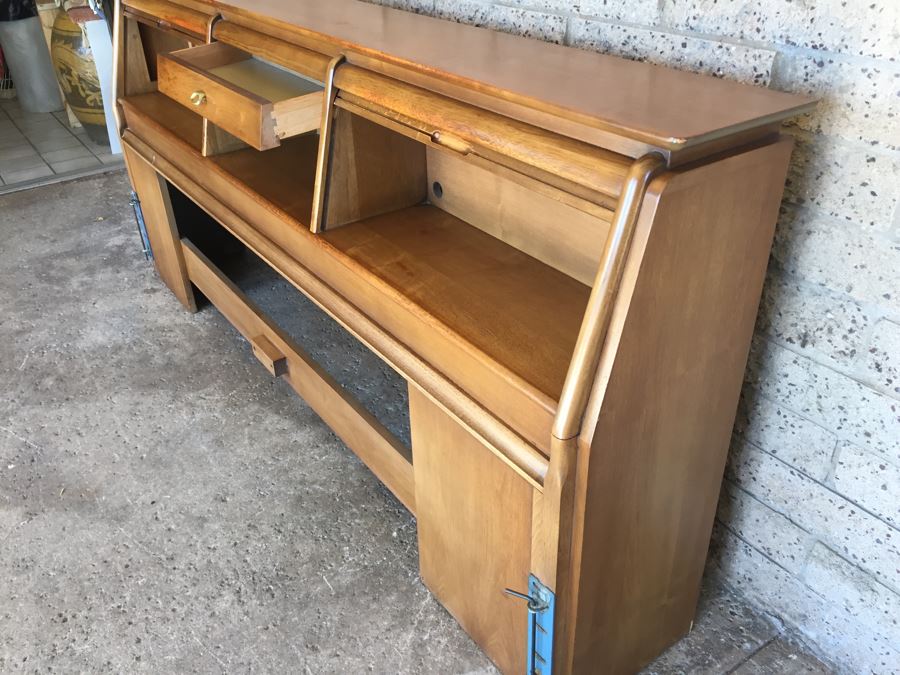John Van Koert For Drexel Mid-Century 1959 Projection King Size Headboard With Storage Matches Bedroom Set In Auction [Photo 7]