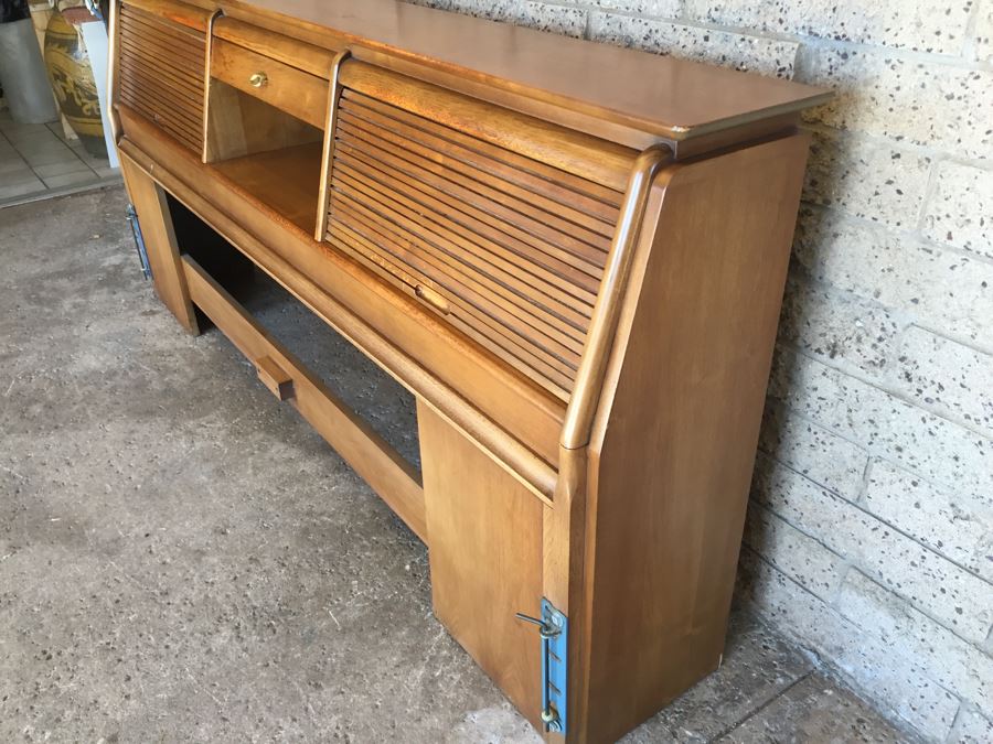 John Van Koert For Drexel Mid-Century 1959 Projection King Size Headboard With Storage Matches Bedroom Set In Auction [Photo 6]