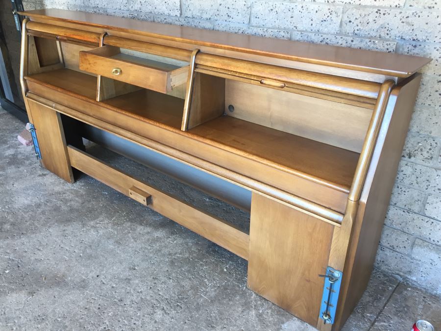 John Van Koert For Drexel Mid-Century 1959 Projection King Size Headboard With Storage Matches Bedroom Set In Auction [Photo 3]
