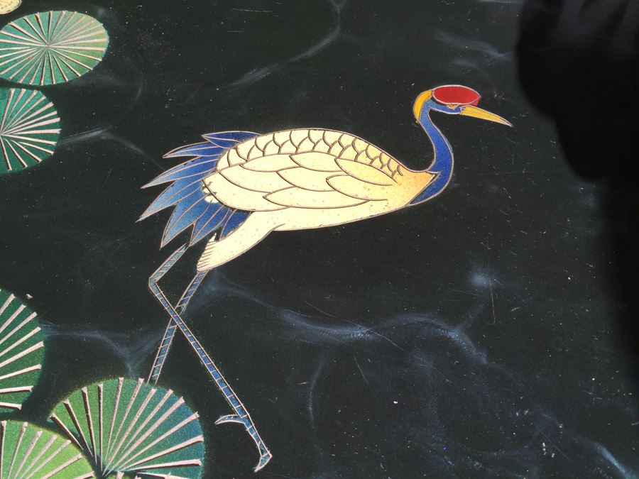 Set Of Hand Painted Chinese Nesting Tables Black Lacquer [Photo 12]