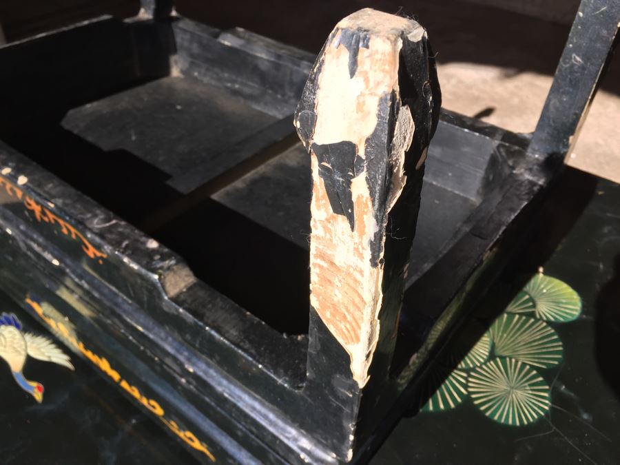 Set Of Hand Painted Chinese Nesting Tables Black Lacquer [Photo 29]