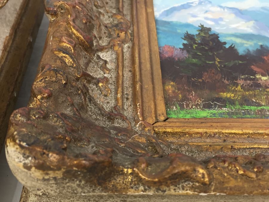 Pair Of Nicely Executed Original Oil Paintings On Board In Vintage Gilt Frames Signed By Artist Signature Illegible Munchen Germany [Photo 25]